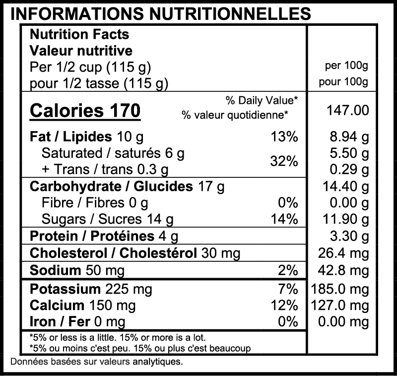 Informations nutritionnelles - Vanille Veloutée 650g_FR